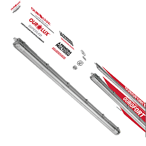 Luminária Hermética para 2 Lâmpadas LED Tubulares 18W IP65