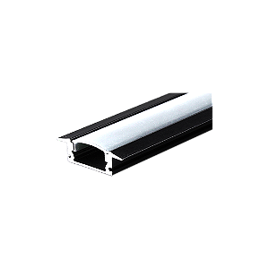 Perfil Cristall Deccor Noronha de Embutir 23,6x6,1mm Preto de 3 Metros com Difusor