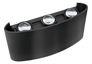 Arandela LED Lentille Trois 6W 3000K Preto IP65 Lumanti
