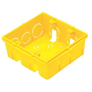 Caixa PVC Embutir 4x4 Quadrada Amarela Tramontina