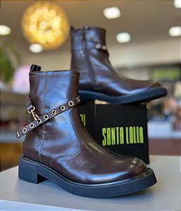 BOTA COTURNO COURO MARROM