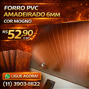 Forro de PVC amadeirado frisado 6mm x 20cm x 6.0 m mogno madex