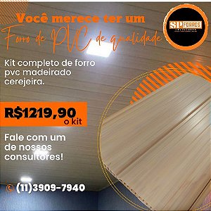 kit completo forro de pvc madeirado - cerejeira - p/ medida de até 4,00x4,00