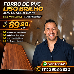 Forro de PVC Liso Junta seca Mogno Brilho m²