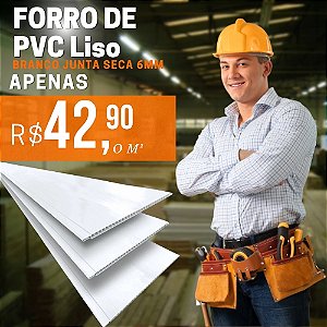 Forro Light Liso Branco Junta Seca TWB Forros – PVC 6mm | R$42,90/m² em Oferta