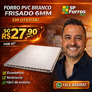Forro PVC Branco Frisado 6mm Anti-Chamas – R$ 27,90/m²