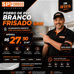 Forro PVC Branco Frisado 6mm em Oferta – R$27,90/m² | SP Forros