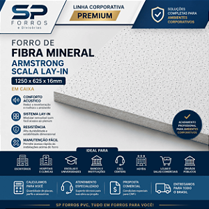 Forro de Fibra Mineral Armstrong Scala Lay-in 1250x625x16mm | Linha Corporativa Premium SP Forros