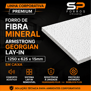 Forro de Fibra Mineral Armstrong Georgian Lay-in 1250x625x15mm | Linha Corporativa Premium SP Forros