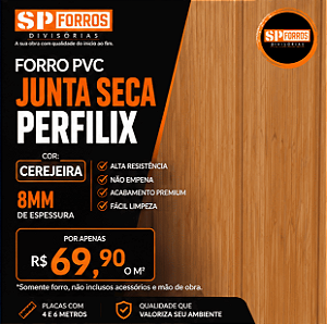Forro PVC Junta Seca Amadeirado Perfilix 8mm por R$69,90/m²
