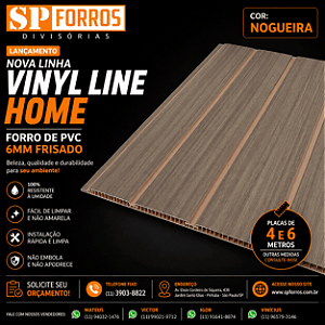 Forro PVC Amadeirado Vinyl-Line 6mm Nogueira, Mogno e Cerejeira | R$52,90/m²