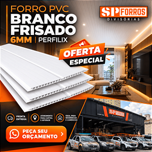 Forro PVC Branco Frisado 6mm Perfilix | R$19,90/m²