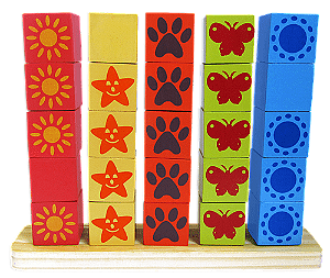 Jogo Cubos Seriados - Carimbras - Brinquedo Educativo em Madeira