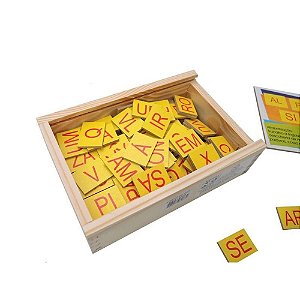 Alfabeto Silábico 180 peças em Madeira Carimbras - Brinquedo Educativo em Madeira