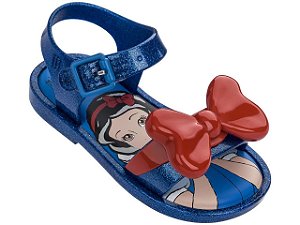 Mini Melissa Mar Sandal + Snow White Azul Glitter e Vermelho