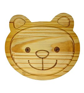 Prato infantil de bichinho em madeira - Urso