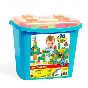 Blocos De Montar Baby Land Blocks Box Menino 90 Blocos