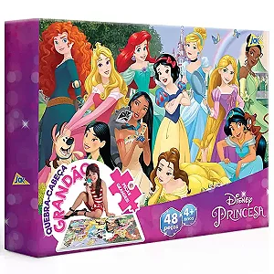Quebra-Cabeça Infantil Grandão Disney Princesas 48 Peças
