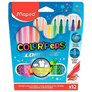 Caneta Maped Color Peps Long Life C/ 12 Cores