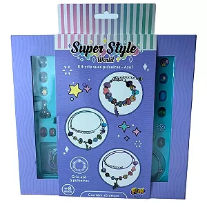 Kit Crie Suas Pulseiras Azul Berloques Pingentes