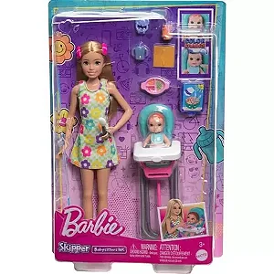 Boneca Barbie Skipper Com Bebê e Cadeira De Alimentação