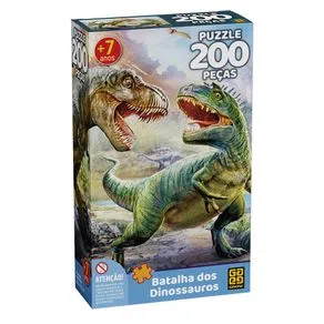 Quebra cabeça Batalha dos dinossauros 200 peças