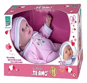 Boneca Coleção Te Amo Bebê Menina Mini Abre e Fecha o Olho