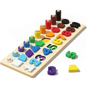 Brinquedo Educativo Tabuleiro Montessori 03 Em 01 MDF