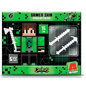 Boneco Minecarft Cadres 15cm com 3 Acessórios
