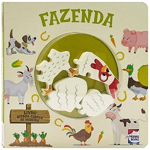 Livro Quebra-Cabeça de Madeira Fazenda Happy Books