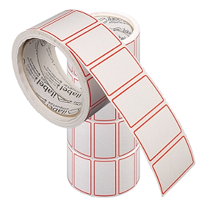 Etiqueta adesiva tarja borda vermelha multiuso 50x30mm 5x3cm - 4 rolos com 400 (12m)