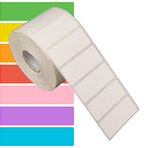 Etiqueta adesiva 50x20mm 5x2cm (1 coluna) Couche p/ Zebra Argox Elgin - Rolo c/ 1304 (30m)