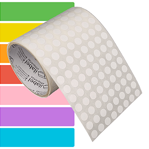 Etiqueta adesiva redonda bolinha 10mm 1cm BOPP p/ congelados - Rolo c/ 1000 (1,7m)