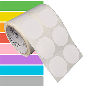 Etiqueta adesiva redonda 50mm 5cm BOPP p/ congelados - Rolo c/ 500 (13,2m)