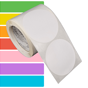 Etiqueta adesiva redonda 90mm 9cm BOPP p/ congelados - Rolo c/ 250 (23m)