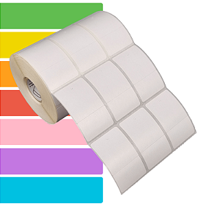 Etiqueta tag roupa adesiva 33x55mm 3,3x5,5cm (3 colunas) 1 corte Térmica (impressão sem ribbon) - Rolo c/ 30m