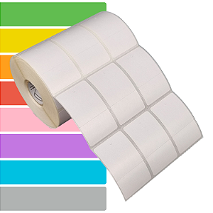 Etiqueta tag roupa adesiva 33x55mm 3,3x5,5cm (3 colunas) 1 corte Térmica (impressão sem ribbon) - Rolo c/ 30m