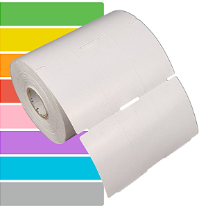 Etiqueta tag roupa adesiva 35x60mm 3,5x6cm (3 colunas) sem picote Térmica cartão (impressão s/ ribbon) Rolo 30m