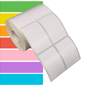 Etiqueta tag roupa adesiva 40x60mm 4x6cm (2 colunas) 2 cortes Couche p/ Zebra Argox Elgin - Rolo c/ 952 (30m)