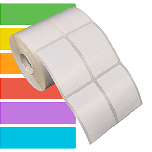 Etiqueta tag roupa adesiva 40x60mm 4x6cm (2 colunas) 2 cortes Térmica (impressão sem ribbon) Rolo c/ 952 (30m)