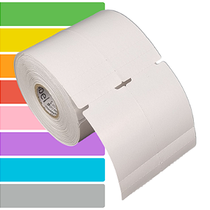 Etiqueta tag roupa adesiva 40x80mm 4x8cm (2 colunas) 2 picotes Couche cartão Zebra Argox Elgin - Rolo c/ 30m