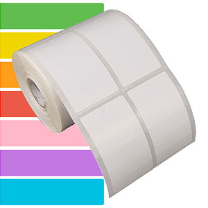 Etiqueta tag roupa adesiva 43x75mm 4,3x7,5cm (2 colunas) 3 cortes Couche p/ Zebra Argox Elgin Rolo c/ 768 (30m)