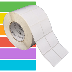 Etiqueta adesiva 50x50mm 5x5cm (2 colunas) Térmica (impressão sem ribbon) Rolo c/ 3396 (90m) Tubete 3 polegadas