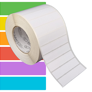 Etiqueta adesiva 33x21mm 3,3x2,1cm (3 colunas s/ espaçamento) Couche p/ Zebra - Rolo c/ 90m Tubete 3 polegadas