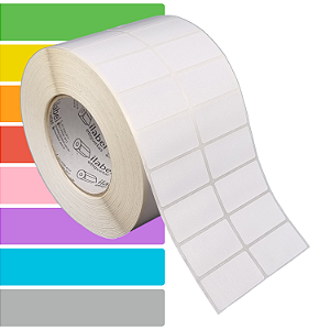 Etiqueta adesiva 50x25mm 5x2,5cm (2 colunas) Couche p/ Zebra ZT230 S4M ZT410 - Rolo c/ 90m Tubete 3 polegadas
