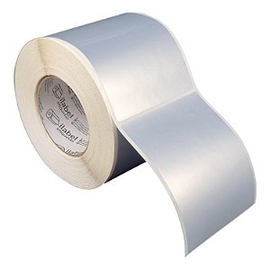 Etiqueta adesiva 100x130mm 10x13cm Poliéster Cromo Fosco p/ Zebra ZT230 S4M ZT410 - Rolo c/ 678 (90m) Tubete 3 polegadas