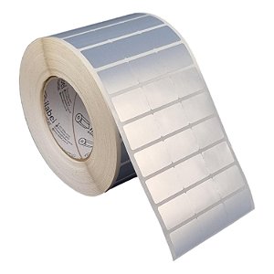 Etiqueta adesiva 33x21mm 3,3x2,1cm (3 colunas s/ espaçamento) Poliéster cromo fosco Zebra Rolo 90m Tubete 3 polegadas