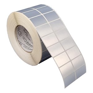 Etiqueta adesiva 40x25mm 4x2,5cm (2 colunas) Poliéster cromo fosco p/ Zebra ZT230 S4M ZT410 Rolo 90m Tubete 3 polegadas