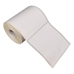 Etiqueta adesiva 100x100mm 10x10cm Poliéster branco brilho p/ Zebra Argox Elgin - Rolo c/ 291 (30m)
