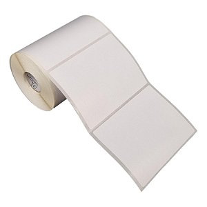 Etiqueta adesiva 100x75mm 10x7,5cm Poliéster branco brilho p/ Zebra Argox Elgin - Rolo c/ 385 (30m)